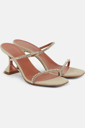 Amina Muaddi Gilda Glass 70 embellished canvas sandals