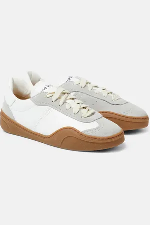 Acne Studios Suede-trimmed leather sneakers