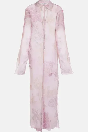 Acne Studios Printed cotton and silk chiffon midi dress