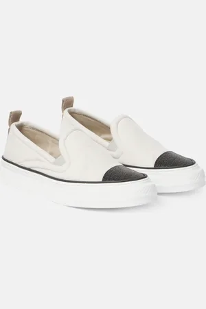 Brunello Cucinelli Monili canvas slip-on shoes