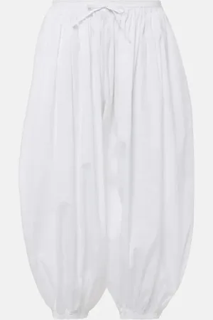 Alaïa AlaÃ¯a Pleated cotton poplin wide-leg pants