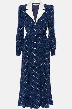 Alessandra Rich Polka-dot silk midi dress