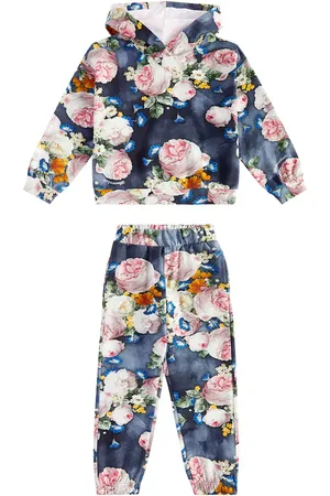 MONNALISA Floral cotton-blend hoodie and sweatpants set