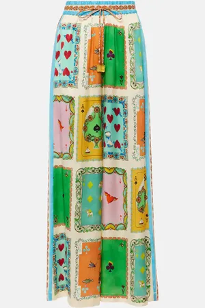ALÉMAIS AlÃ©mais Rummy printed silk satin palazzo pants