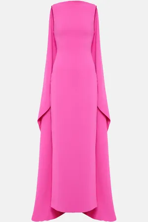 Solace Kaila caped crÃªpe gown