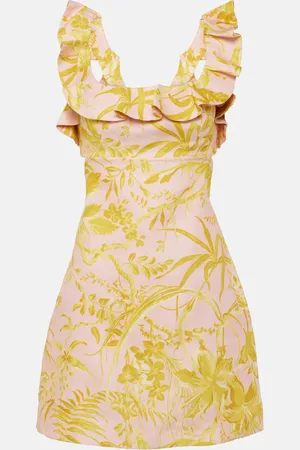 ZIMMERMANN Golden Ruffle floral linen minidress