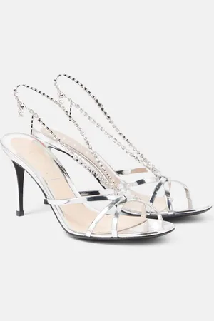 Gucci Heloise embellished metallic leather sandals