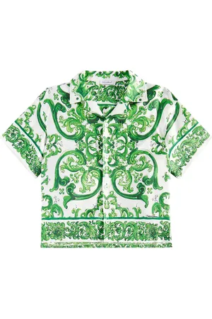 Dolce & Gabbana Majolica silk bowling shirt