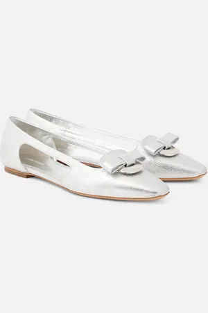 Salvatore Ferragamo Terea cutout metallic leather ballet flats