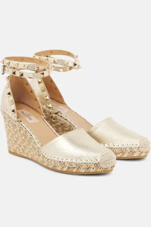 VALENTINO GARAVANI Rockstud leather espadrille wedges