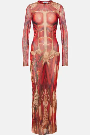 Jean Paul Gaultier Printed mesh maxi dress