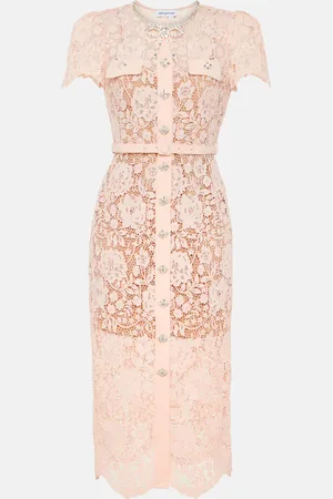 Self-Portrait Crystal-embellished lace midi dress
