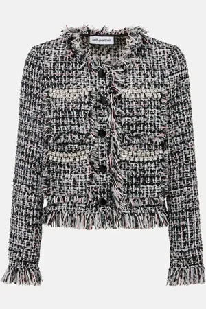 Self-Portrait Fringed bouclÃ© jacket