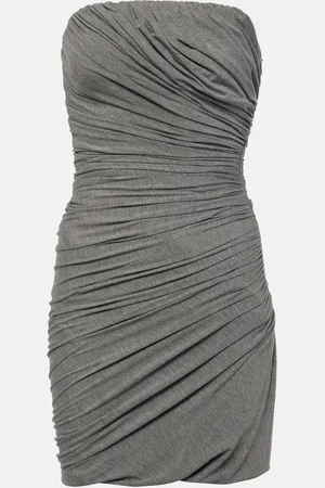 The Attico Draped strapless jersey minidress