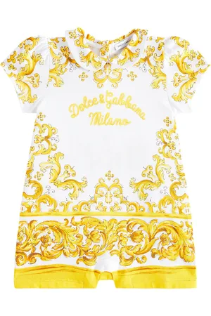 Dolce & Gabbana Majolica logo cotton jersey playsuit
