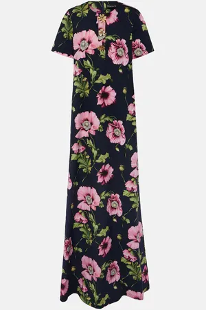 Oscar de la Renta Floral cotton-blend poplin kaftan