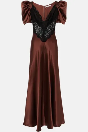 RODARTE Lace-trimmed silk charmeuse gown