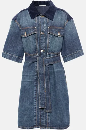 Stella McCartney Corduroy-trimmed denim minidress