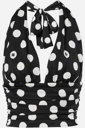 Dolce & Gabbana Polka-dot halterneck silk-blend top