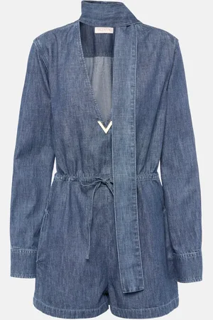 VALENTINO Halterneck denim playsuit
