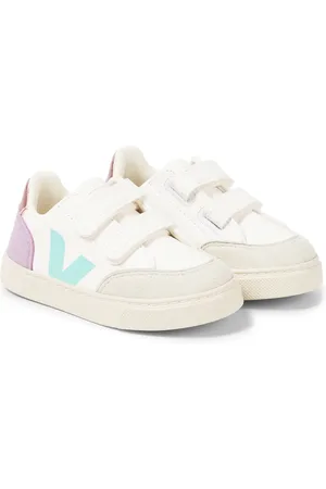 Veja V-12 suede-trimmed leather sneakers