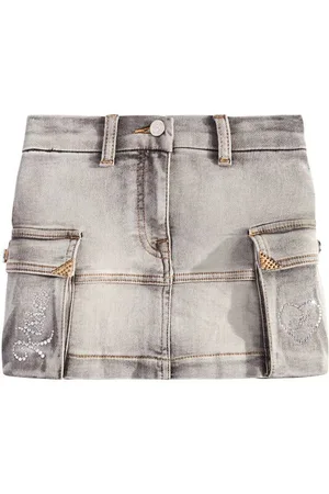 MONNALISA Mini Gonna embellished denim cargo skirt