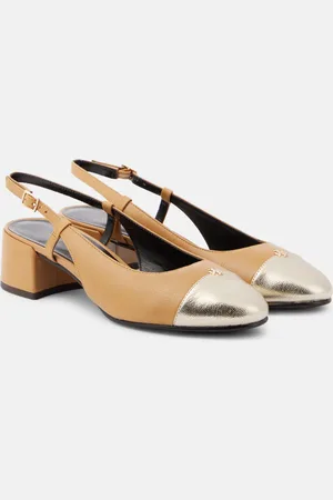 Tory Burch Logo leather slingback pumps
