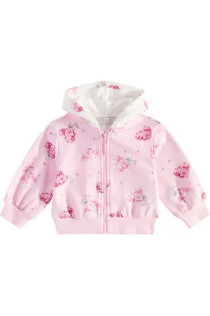 MONNALISA Baby floral jersey zip-up hoodie