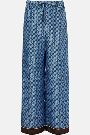 Gucci GG silk twill wide-leg pants