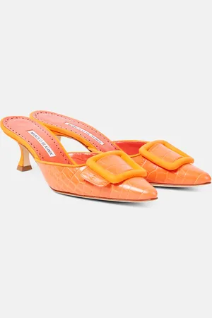 Manolo Blahnik Maysalebi 50 croc-effect leather mules