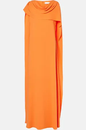 Oscar de la Renta Caped silk-blend georgette gown