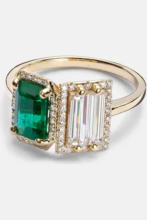 Suzanne Kalan 18kt ring with diamonds and emeralds