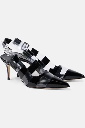 Manolo Blahnik Uxra patent leather and PVC slingback pumps