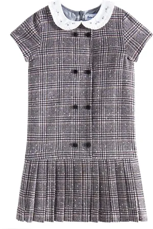 Tartine Et Chocolat Prince of Wales pleated polo dress