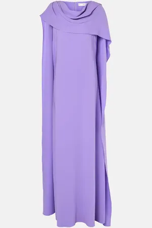 Oscar de la Renta Caped silk-blend georgette gown