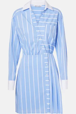 VERONICA BEARD Poppe striped cotton-blend shirt dress
