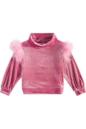 MONNALISA Feather-trimmed top
