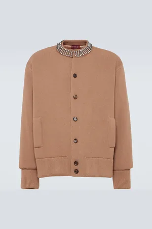 Gucci Embellished ribbed-knit wool cardigan