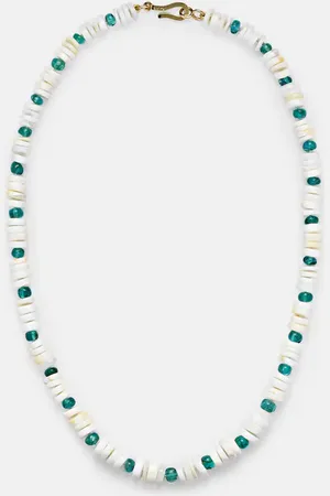Ileana Makri 9kt gold beaded necklace with opal and apatite