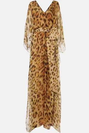 Oscar de la Renta Leopard-print silk chiffon kaftan
