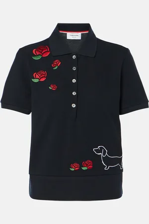 Thom Browne Embroidered cotton-blend piquÃ© polo shirt