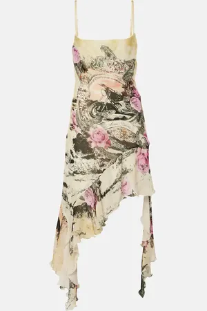 Acne Studios Asymmetric printed crÃªpe minidress