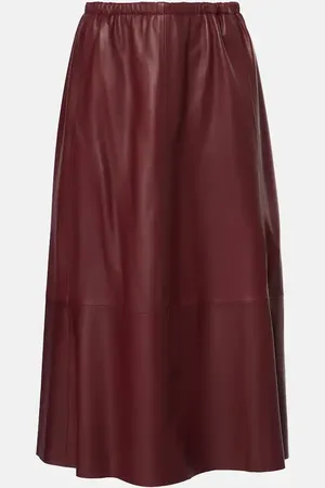 Vince Gathered leather midi skirt