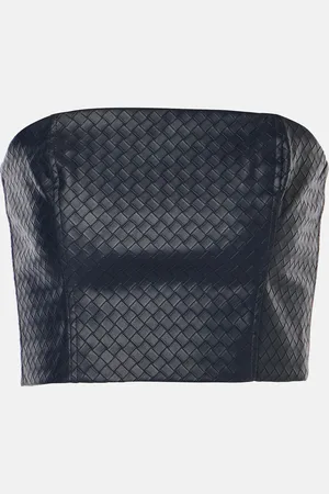 ROTATE Woven faux leather bandeau top