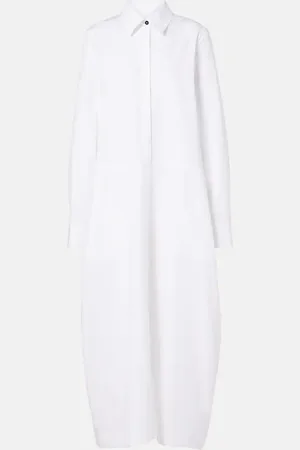 Jil Sander Gathered cotton poplin shirt dress