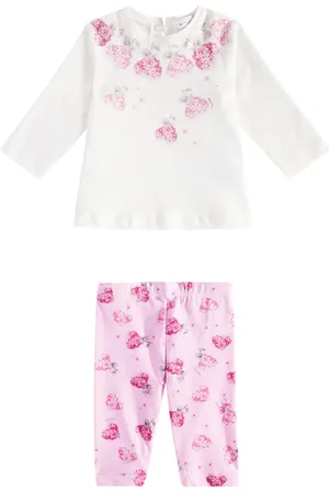 MONNALISA Baby Flowery Heart T-shirt and leggings set