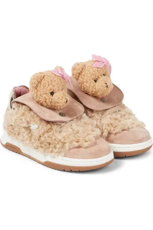 MONNALISA Faux fur and leather sneakers