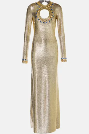 Paco rabanne Embellished cutout lamÃ© gown