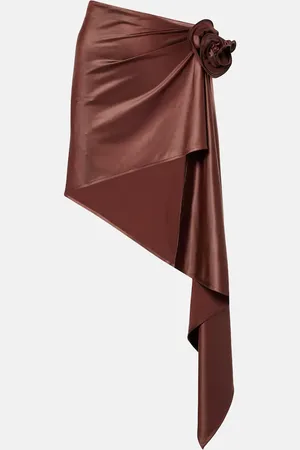 MAGDA BUTRYM Floral-appliquÃ© satin miniskirt