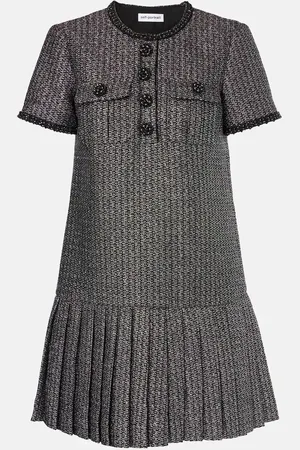 Self-Portrait Pleated bouclÃ© minidress